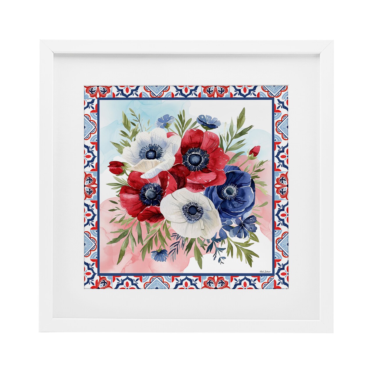 Stupell Industries Americana Poppy Bouquet Framed Print Under Glass, design by Nicole DeCamp